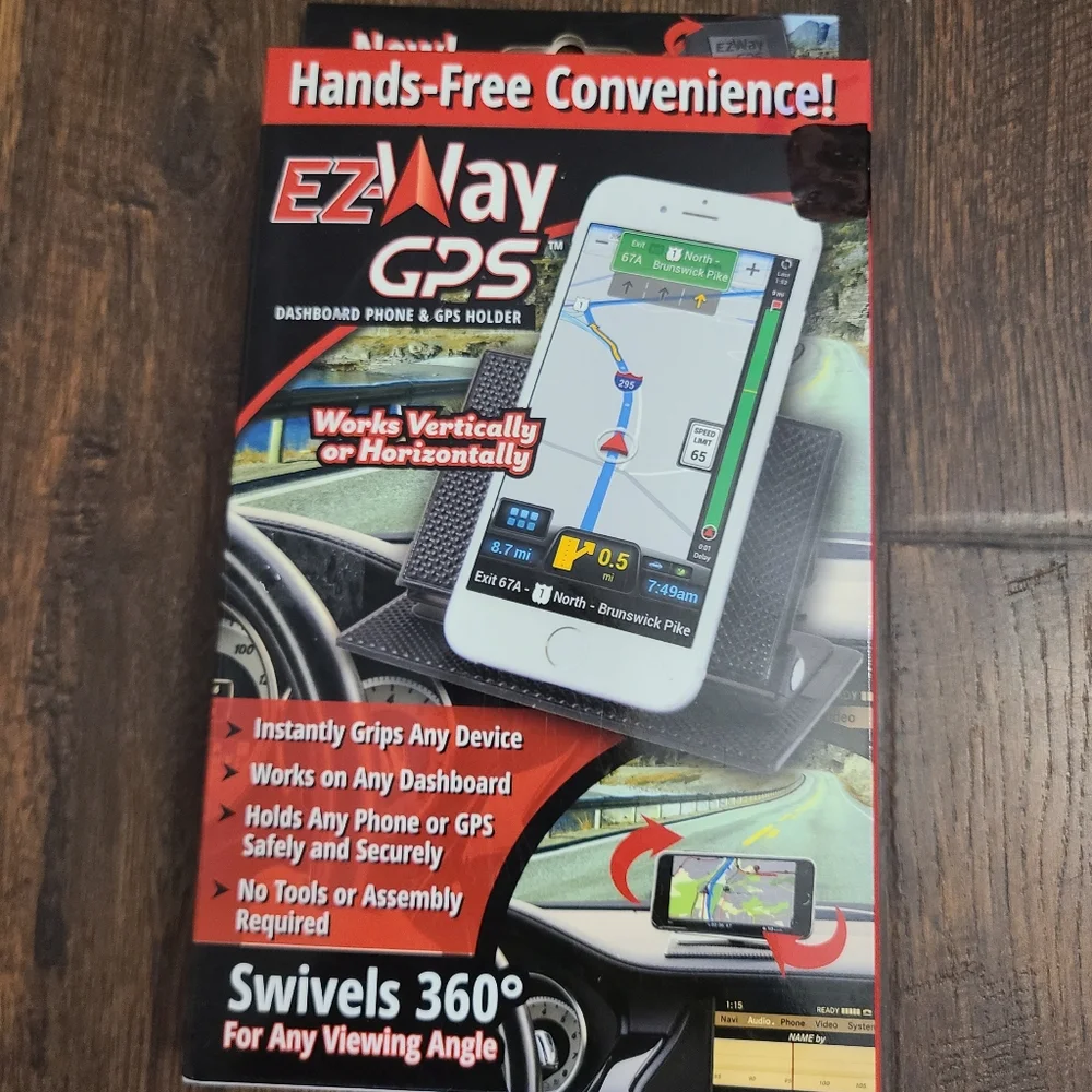 EZ-Way GPS Dashboard/Desk Phone Holder. Hands Free Convenience, Swivels 360° New